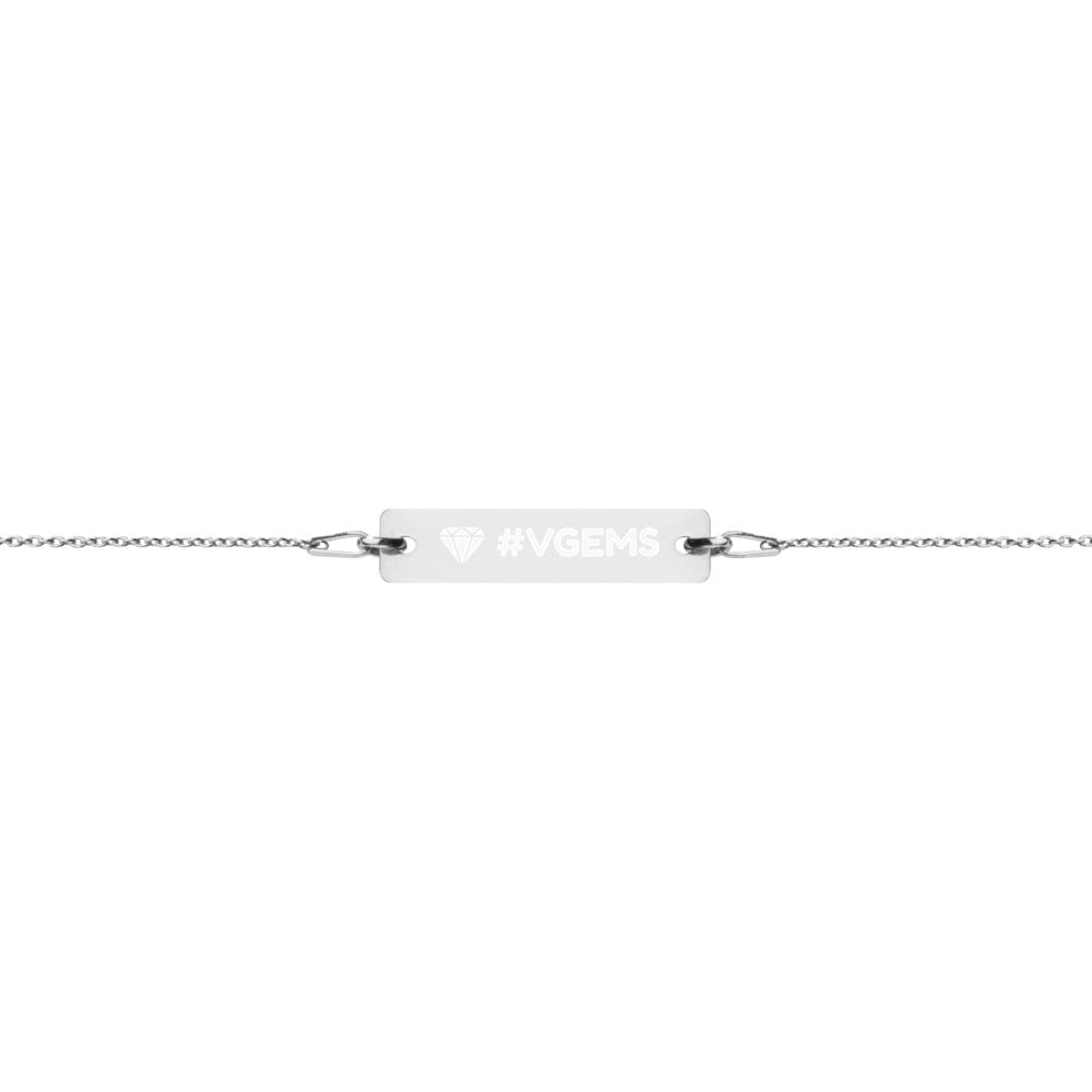 Engraved Silver Bar Chain Bracelet